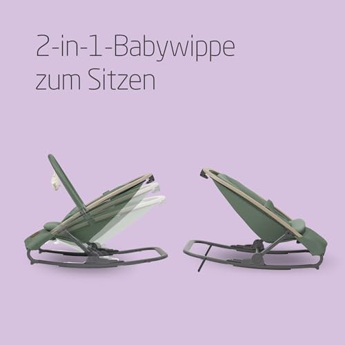 Maxi-Cosi Kori 2-in-1-Babywippe mit Spielzeugbogen, 0–2 Jahre, bis zu 15 kg, Baby Bouncer, 3 mit einer Hand einstellbare Liegepositionen, Easy-in-Gurt, leicht und kompakt, Eco Care, Beyond Green