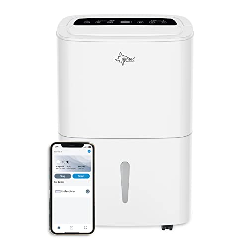 SUNTEC DryFix 50 select APP Luftentfeuchter – Für Räume bis 180 m2 bzw. 450 m3 – Entfeuchter mit App Steuerung – Smart Home Raumentfeuchter mit 50 l/Tag Entfeuchtung – Leise mobile Wäschetrocknung