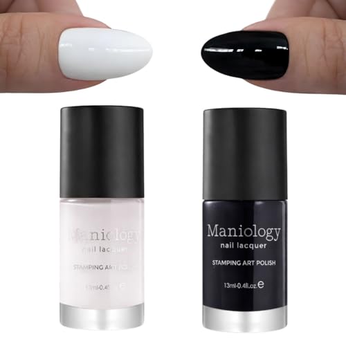 Maniology Black & White Duo Stamping Polish Set | Essential Nail Art Colors