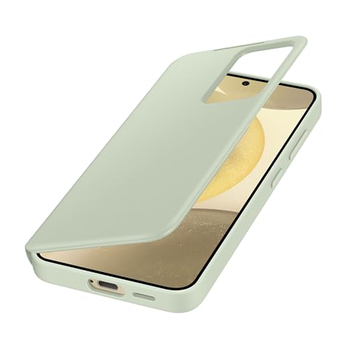 Image of Samsung Galaxy S24 S-View Wallet Phone Case, Protective Cover with Smart Small Screen View, Finger Tap Control, Slim Design, Card Holder Pocket, US Version, EF-ZS921CGEGUS, Light Green