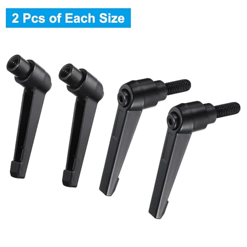 Image of uxcell 4pcs Clamping Lever Adjustable Handle Set Metric M8 x 20mm Male & M8 Female Thread Level Handles Hand Stud Knobs Quick Release Black for Lathe Machinery