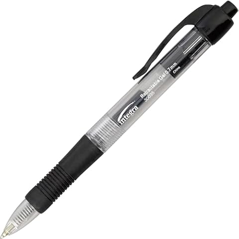 Integra Gel Pen, Retractable, Comfort Grip, 0.7mm Point, Black (Pack of 12) Cover