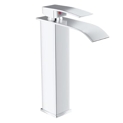 Foto di VOLTIX Rubinetto per Bagno a Cascata - Miscelatore Monocomando per Lavabo con Risparmio Idrico - Regolabile per Acqua Calda e Fredda - Rubinetto Lavabo Moderno Design Elegante per Bagno (Cromato/Alto)