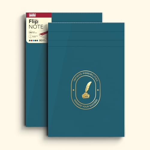 Image of SOLO Flip Note A5 Notepad - Velvet Finish Cover, 80 Sheets Premium Smooth Paper, Durable Soft-Touch Journal for Work, Study & Meetings, 5 Elegant Colours | Pack of 2