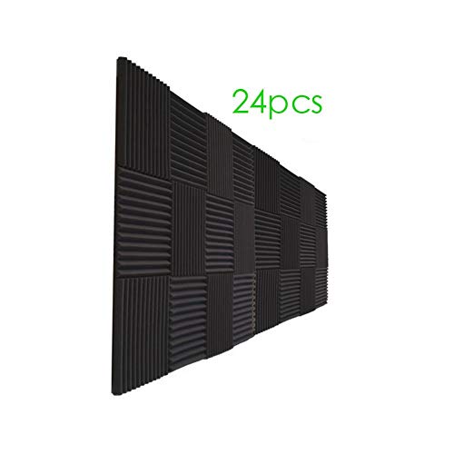 24 Pack- Black/Red Acoustic Panels Studio Foam Wedges 1