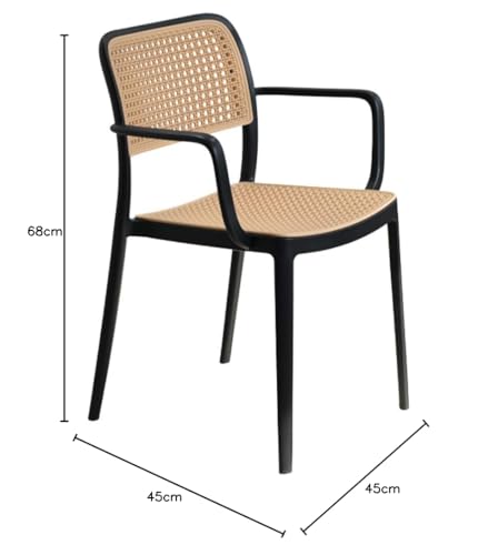 Image of Creative Contemporary Black Armchair for Cafes and Dining - Premium Comfort with Classic Cane-Style Backrest & Seat (Pack of 1)