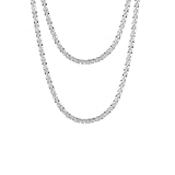 königskette silber 925 set  SWZEC Crystalli Sternenlicht-Halsketten-Silberset (Bundle 2er Set)