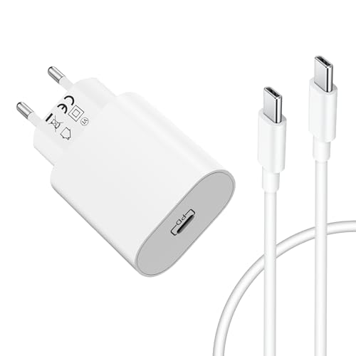 MatauMahi Cargador USB C 20W y Cable Tipo C 1m, Adaptador Corriente y Cable USB C, Enchufe Cargador Carga Rápida