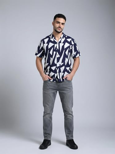 Image of GLORYBOYZ Men's Half Sleeves Abstract Printed Casual Shirt S-2XL