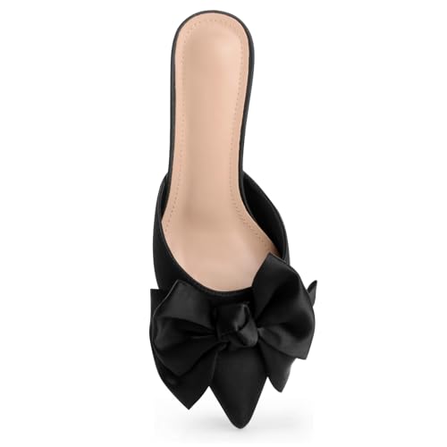 Women's Sandals Heels Pointed Bow High Heeled Slippers Mule Shoes3