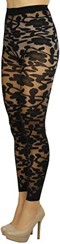 Image of ToBeInStyle Women's Sheer Floral Lace Full Length Leggings