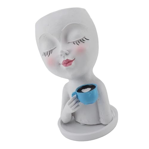 Suculenta Maceta Facial, Maceta de Gesto de café para Decoración Interior y Exterior, Excelente Elección de , Material Resistente, Compatibilidad de Plantas Versátiles con Drenaje de Agua Eficiente