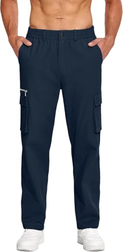 Image of CB-COLEBROOK Men Mid Rise Cargo || Cargo Pants Cotton || Relaxed Fit Elastic Waist || Loose Fit || Casual Pants || Cargos Pant with 7 Pockets (Cargo-48-54)