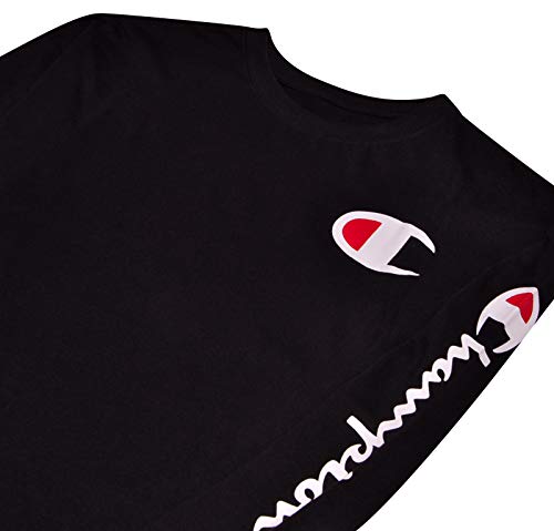 Champion T-Shirts For Men Big And Tall -Classic Mens Long Sleeve Shirt Black #TOP1