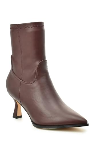Nicole Miller Women’s Dixon Mid-Rise Black Ankle Boots, Stretch Heeled Booties with Pointed Toes and Side Zipper for Women, Comfortable and Stylish Fashion Booties for Women