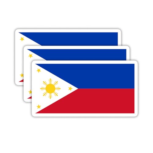 Image of (3PCS) Philipines Flag stickers, Countries Flag Stickers - Waterproof Vinyl Decals For Laptops, Tumblers, Water Bottles, Books, Scrapbooks, Size 3 x 1.6 Inch