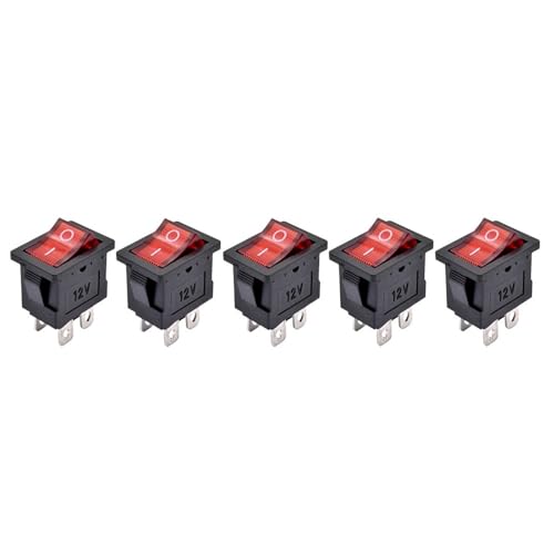 Interruptor balancín LED con indicador rojo luminoso para control bipolar DPST seguro