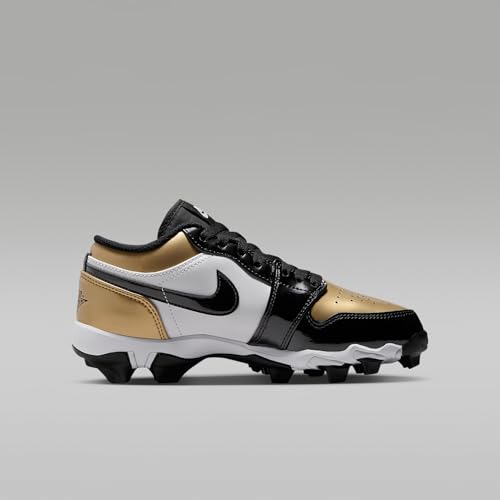 Jordan 1 Low Little/Big Kids' Cleats (HF6885-701, Metallic Gold/White/Black)3
