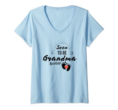 Mujer Pronto será la abuela Est 2022 Nueva nieta nieta 2022 Camiseta Cuello V
