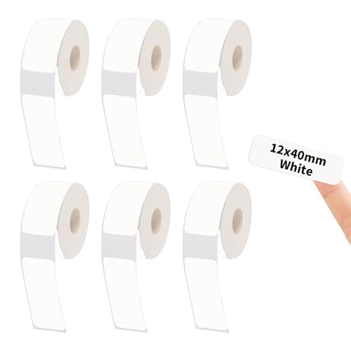 6 Rolls Label Maker Tapes 960Pcs 12 x 40mm Thermal Labels Printer Sticker Paper Self-Adhesive Waterproof Label Printer Tape Paper for Office Household Supplies