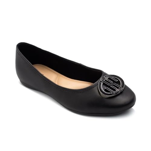 Sapatilha Usaflex Feminina Em Couro Monograma Casual Preto T7566001 42