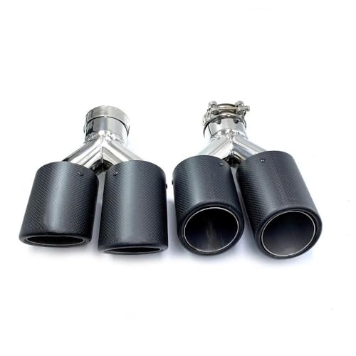 Tubo de escape coche universal con silenciador doble de 70mm a 89mm para modificación estética 4