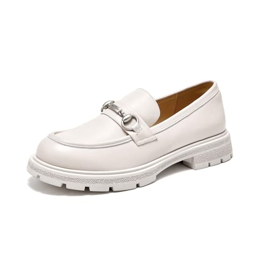 Image of BEAU TODAY Womens Platform Loafers, Leather Penny Loafer Shoes