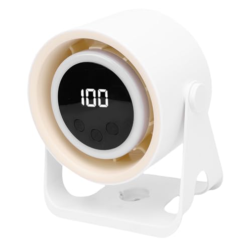 Keenso Ventilador de Escritorio, 5 Velocidades USB Recargable Ventilador de Enfriamiento Portátil Tranquilo y Recargable con Luz para Acampar Al Aire de Dormitorio de Oficina, Potente Tecnología de