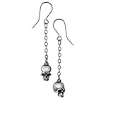 Pewter Deadskull Dangle Chain Earrings