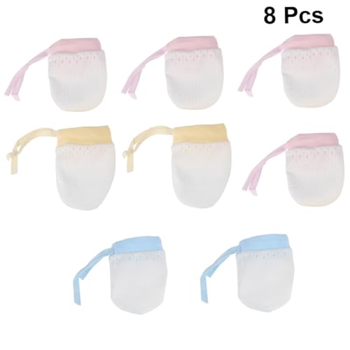 8-Piece Baby Anti-Scratching Gloves Set for Newborns – Soft Silk Mittens 4 Pairs Face Protection Unisex Infant Gloves3