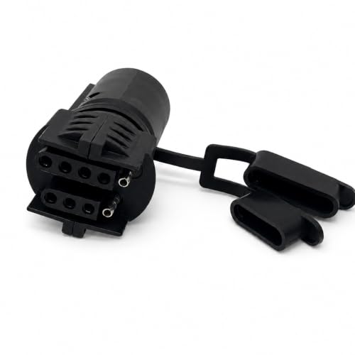 KPEOY Trailer Plug Adapter, 7 Way Round to 4 & 5 Way Flat Blade Plug Replacement, 2-in-1 Weatherproof Light Adapter Flat Blade Connector for Trailer Tow Hitch RV Boat, Car Accessories