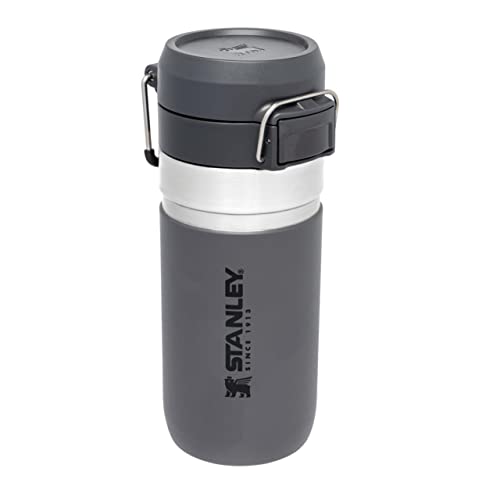 Stanley Quick Flip Stainless Steel Water Bottle .71L / 24Oz Charcoal – Leakproof Insulated Water Bottle - Push Button Locking Lid - Bpa-Free Thermos Flask - Cup Holder Compatible - Dishwasher Safe #TOP3