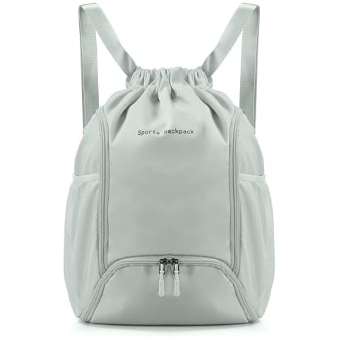 Jugalstar Drawstring Backpack Sports Gym Bag with Shoe Compartment Water-Resistant Large Capacity String Backpack Side Mesh Pocket for Men Women （Light Green Cover