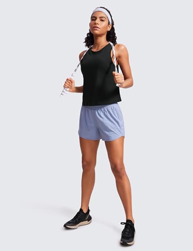 Image of CRZ YOGA Pima Cotton Cropped Tank Tops for Women Workout Crop Tops High Neck Sleeveless Athletic Gym Shirts