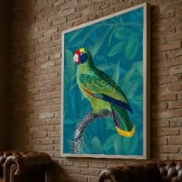 Toile perroquet coloré 60x90cm art mural oiseau nature