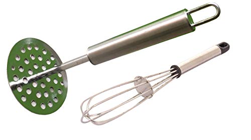 Stainless Steel Potato Masher with Egg Whisk Beater, set of 2,Pav bhaji masher,Potato