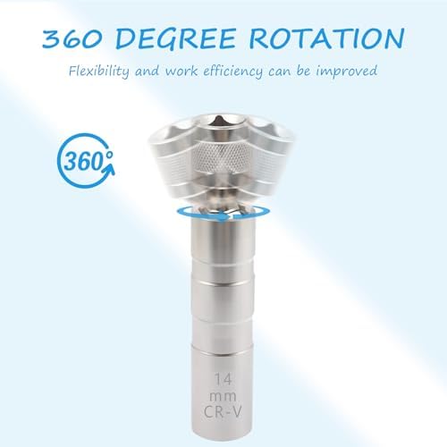 Spark Plug Socket Set,14mm&16mm Thin Walled Spark Plug Socket,Car Accessories Universal Joint 3/8-Inch Drive 12 Point Magnetic Swivel Socket Removal Tool,Compatible