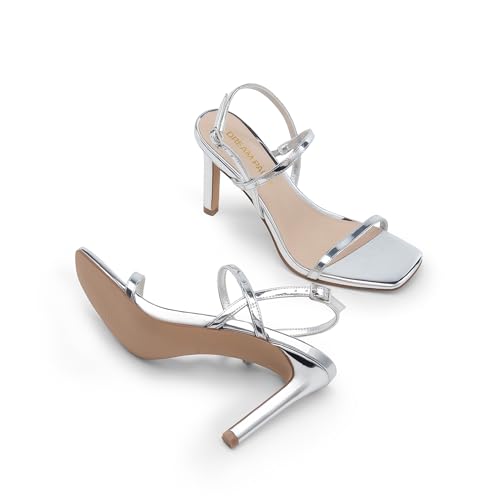 DREAM PAIRS Women’s Slingback Heels High Stilettos Open Square Toe Ankle Strap Pumps Sexy Comfort Strappy Dress Shoes Wedding Bridal Heeled Sandals3