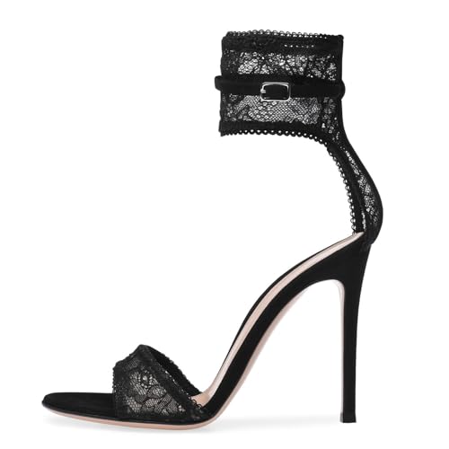 Women's Lace Stiletto High Sandals Open Toe Strappy Sexy Heels Wedding Party Dress Shoes2