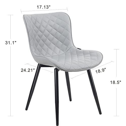 Kidol & Shellder Dining Chairs Kitchen & Dining Room Chairs Set Of 2 Modern Upholstered Living Room Chairs Faux Leather Vanity Chair Comfortable Contemporary Reading Chair(Gray),3 Mins Quick Assembly #TOP1