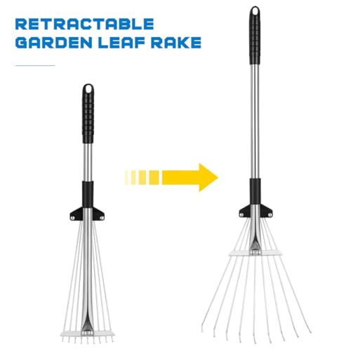 Rastrillo ajustable para césped con mango telescópico de aluminio miniatura 3