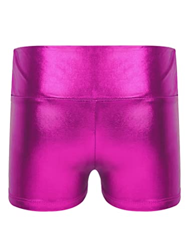 Girls Shiny Metallic Workout Shorts High Waist Yoga Dance Booty Shorts Biketards Bike Shorts Dancewear2