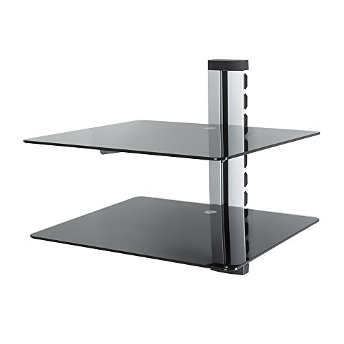 Estantería flotante de TV y de cristal con montaje en pared para TV LCD, LED x 1 DVD, Sky, Freeview