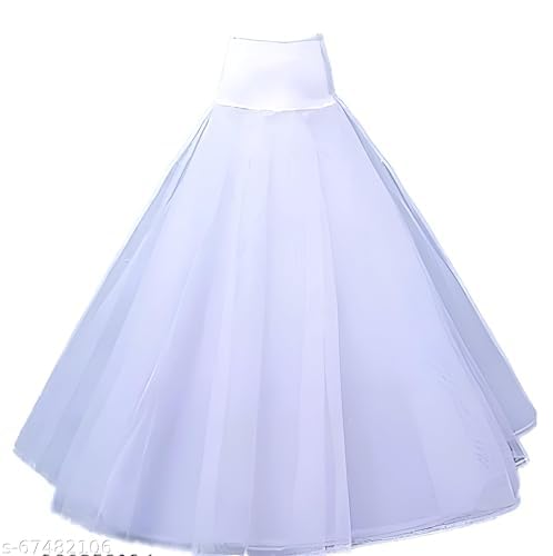 GenericNylon Women New Trend Collection Cancan Skirts White With Wedding Gown Wedding Lehenga Under Skirt Hoop Skirt 2 Layer White In Multi Size-36