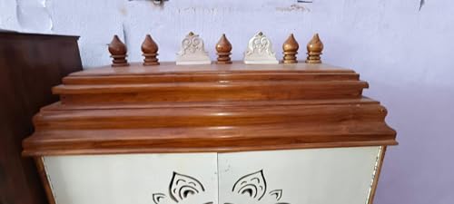 Elegant Handcrafted Wooden Pooja Mandir with Floral Laser-Cut Design, Traditional Dome Top & Dual Storage - Perfect for Home Worship - Image 3