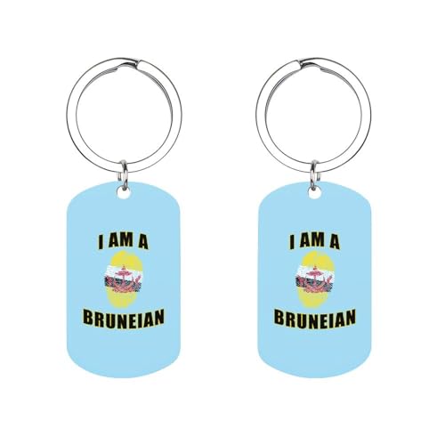 Porte-clés tendance Brunei « Je suis Brunéien » avec pendentif, anneau en acier inoxydable, accessoire pour voiture, sac et portefeuille