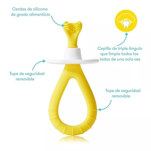 Image of Frida Baby Grow-with-Me Training Toothbrush Set,Infant Baby Tooth Brush & Toddler Toothbrush 6-18 Months,Soft Silicone Bristles,BPA-Free Oral Care for Sensitive Gums,Yellow,(Pack of 12)