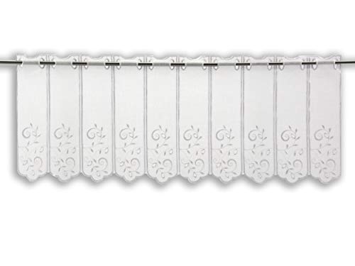 Clever-Kauf-24 Scheibengardine Ranken Bestickt weiß Höhe 30cm, 45cm oder...