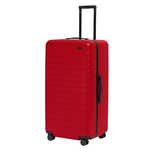 Image of Away Trunk Checked Luggage - 31-Inch Lightweight Hardside Suitcase with 360 WhisperGlide Spinner Wheels, Interior Compression System, TSA-Accepted Lock - Cherry Red
