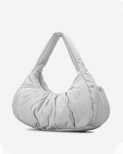Image of NEWBELLA Women's Puffy Shoulder Bag Soft Nylon Lightweight Ruched Crescent Purse with Multiple Pockets for Travel Work